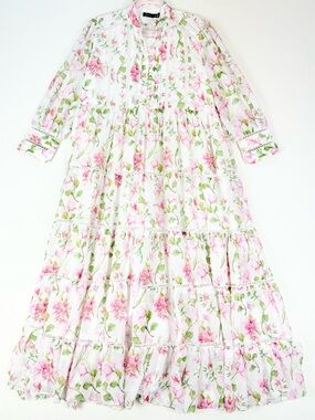 NWT Sowears Calla Floral Lace Dress Cottagecore Tiered Maxi Pink Floral Romantic